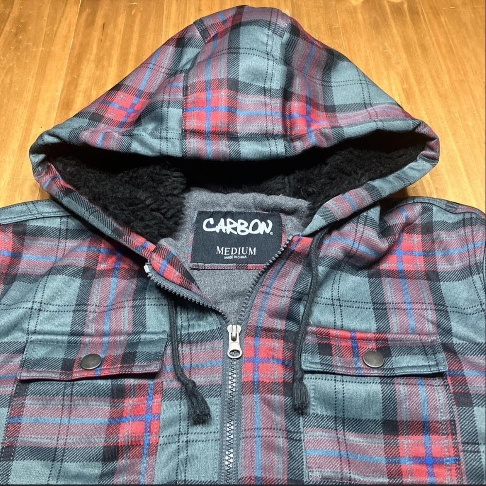 Carbon Men's Checkered Jacket - Red and Gray